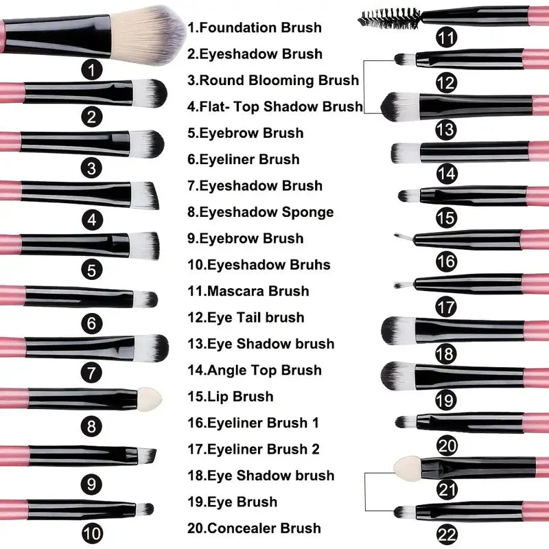Makeup brush set, luxury synthetic kabuki foundation brush set, blush powder, eyeshadow blending and face brush
